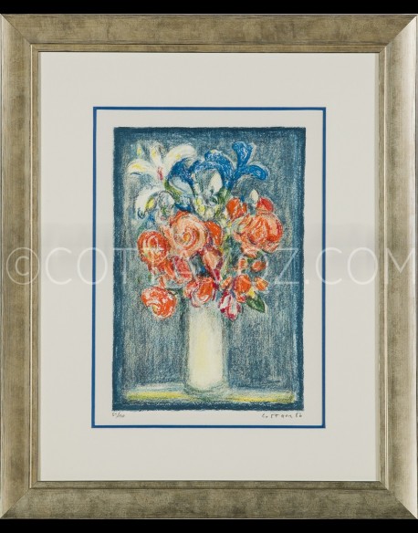 Petit bouquet sur fond bleu_cottavoz_1986