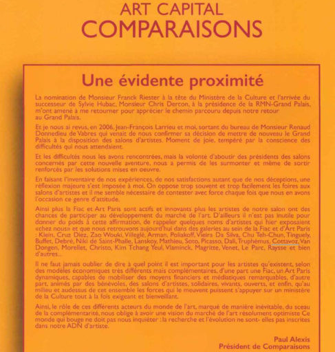 ART CAPITAL – SALON COMPARAISONS par Paul Alexis